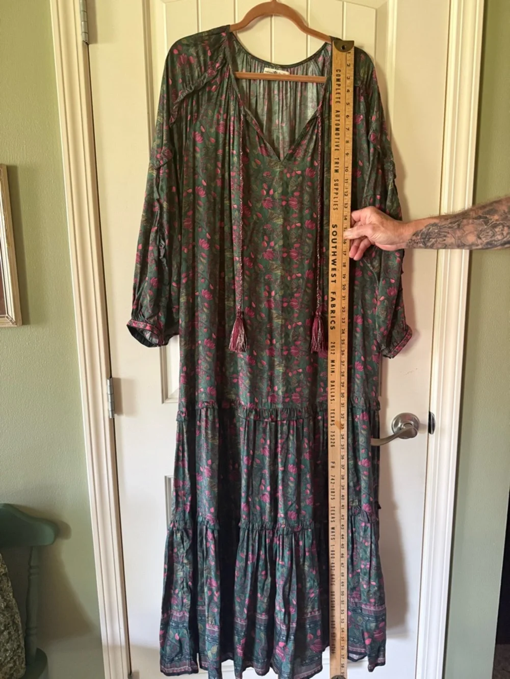 NATURAL LIFE Green Maxi Dress with Pink Floral Print - Picture 6 of 10